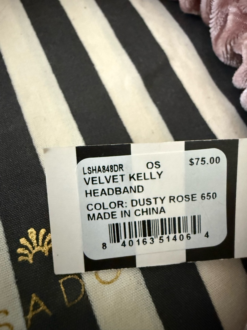 Lele Sadoughi Velvet Kelly Headband Dusty Rose - Picture 6 of 6